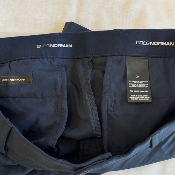 Greg Norman Men Stretch Performance Shorts 34 Navy Blue Flat Front Golf Athletic - Picture 9 of 9